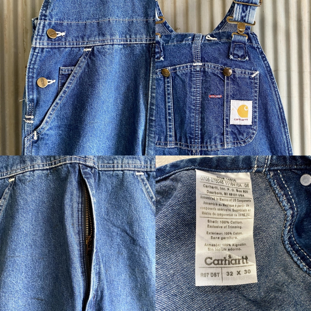 Carhartt カーハート デニム オーバーオール パッチワーク ダブルニー 