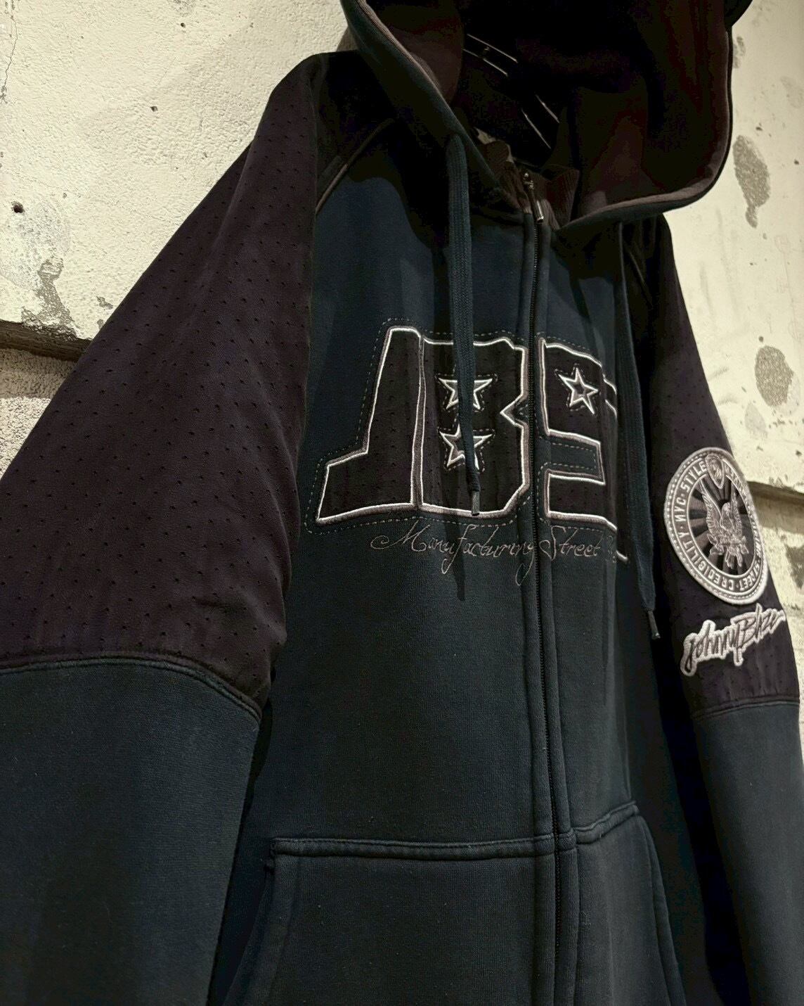 【訳あり】Johnny Blaze スエードジャケット パーカー XL B系 Caka otto】“JOHNNY BLAZE” Punching Faux Suede Switching Design