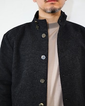 kujaku - Box Silhouette Wool Jacket :Black|二重織り/裏起毛“表使い”/バイオウォッシュ