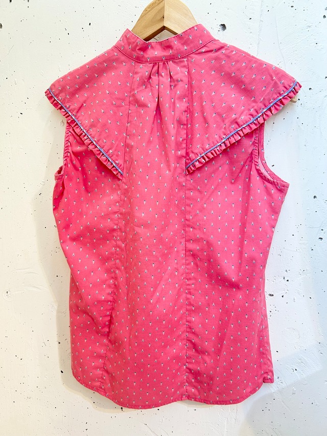 70's 80's frill sleeveless blouse