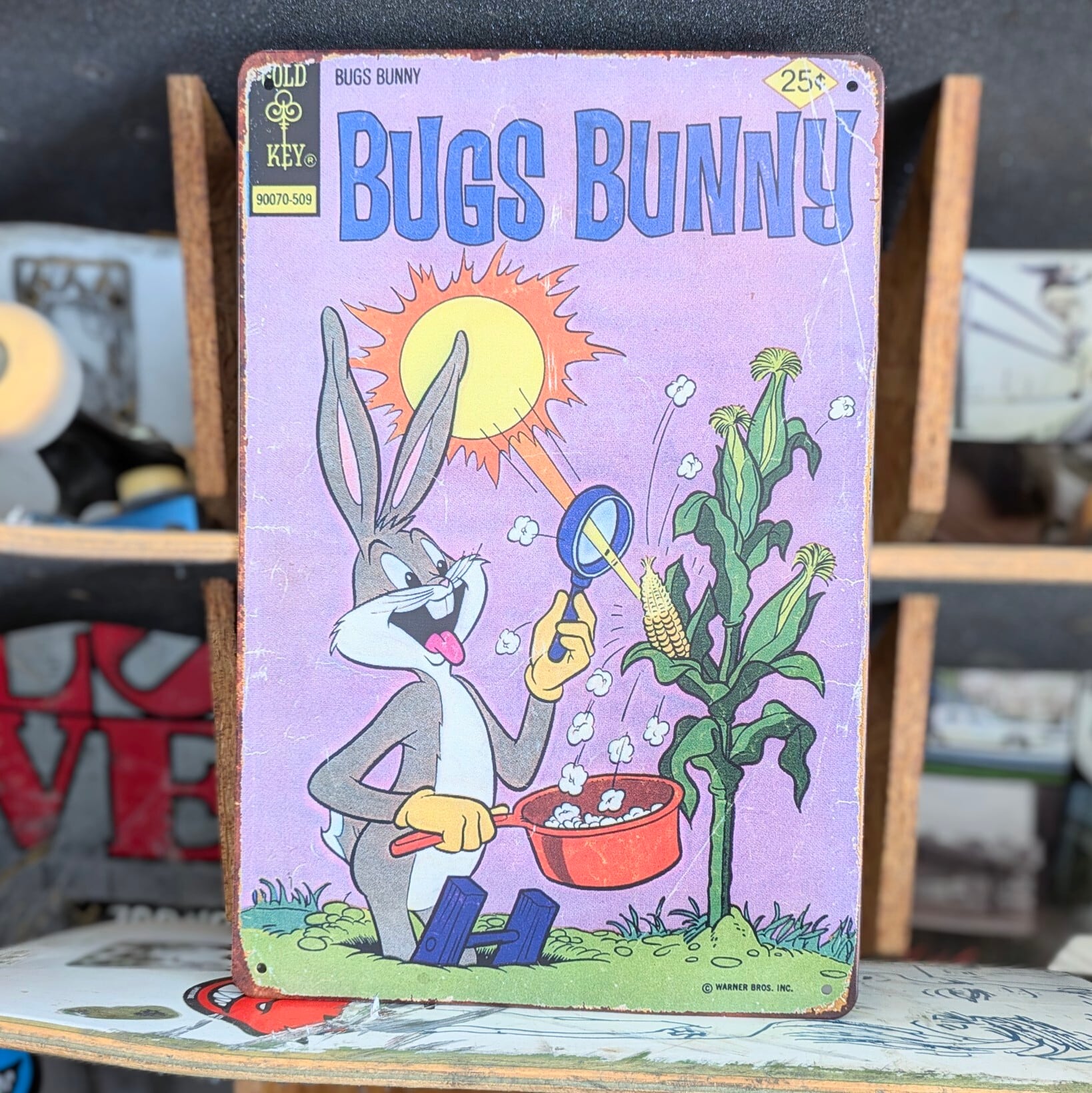 送料無料!ちょうどいいブリキ看板【 Looney Tunes ( ルーニー・テューンズ ) )】バッグス・バニー / METAL SIGN / メタルサイン / ブリキ看板 / サインボード / ビンテージ加工 〚アメリカン雑貨 アメトイ〛