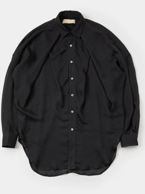 Cross tuck sheer shirt Black