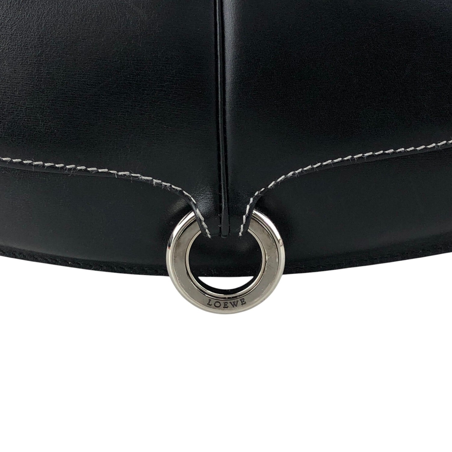 LOEWE ロエベ ハンドバッグ ブラック ロゴ サークルモチーフ レザー