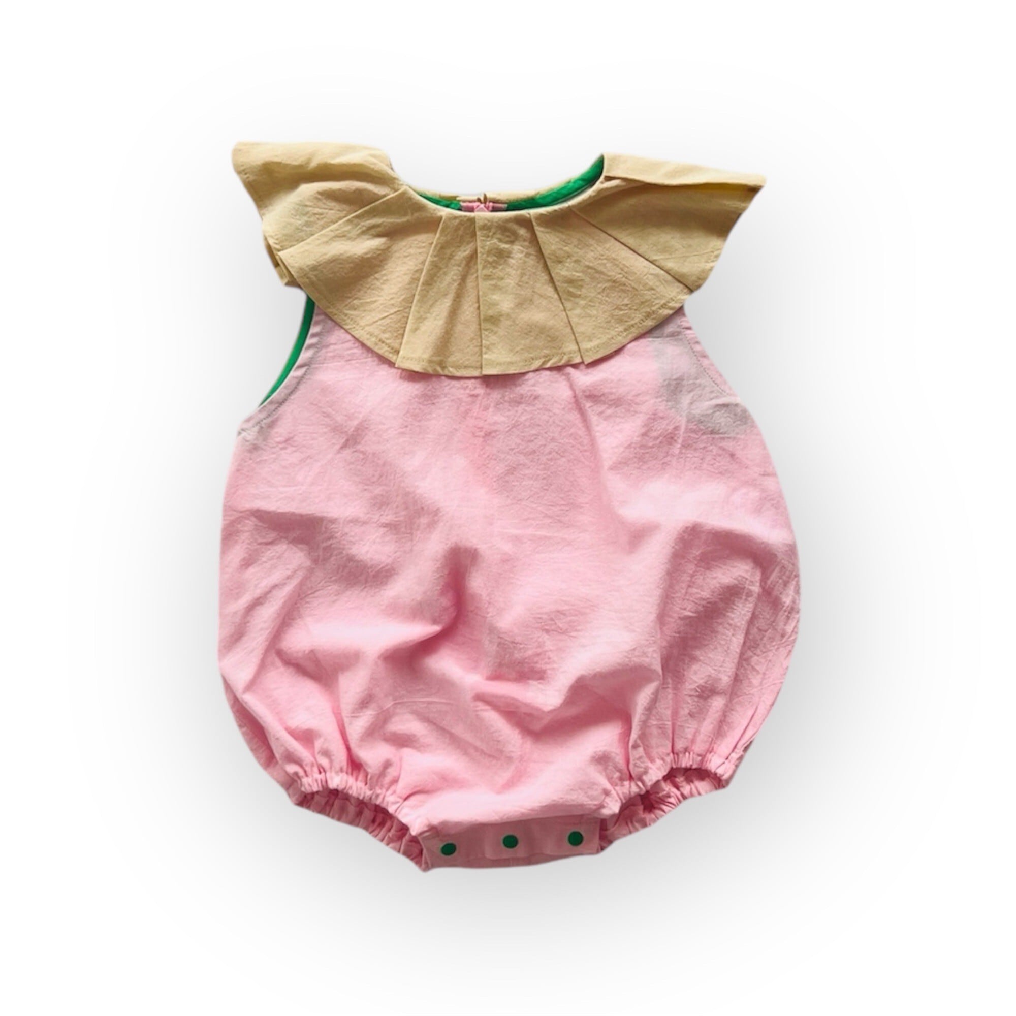 FRANKYGROW BABY. Pleats Collar Rompers Dyed / BEIGE-PK | PEAM