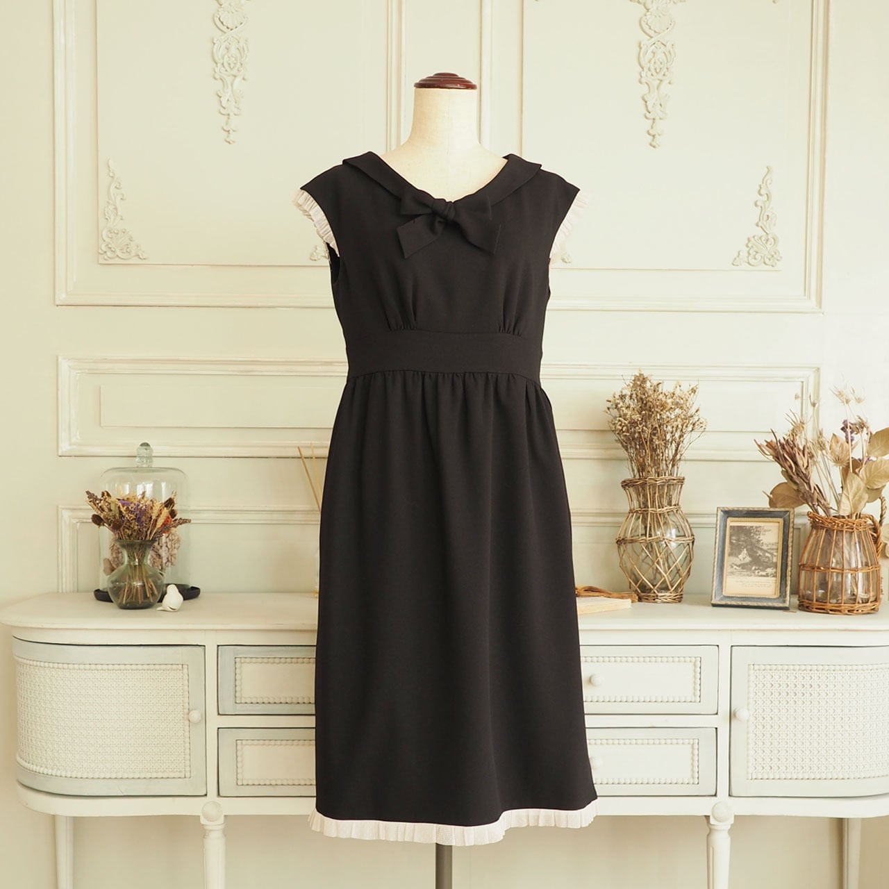 s.eri dress ブラウンチュールドレスヒップ92cm