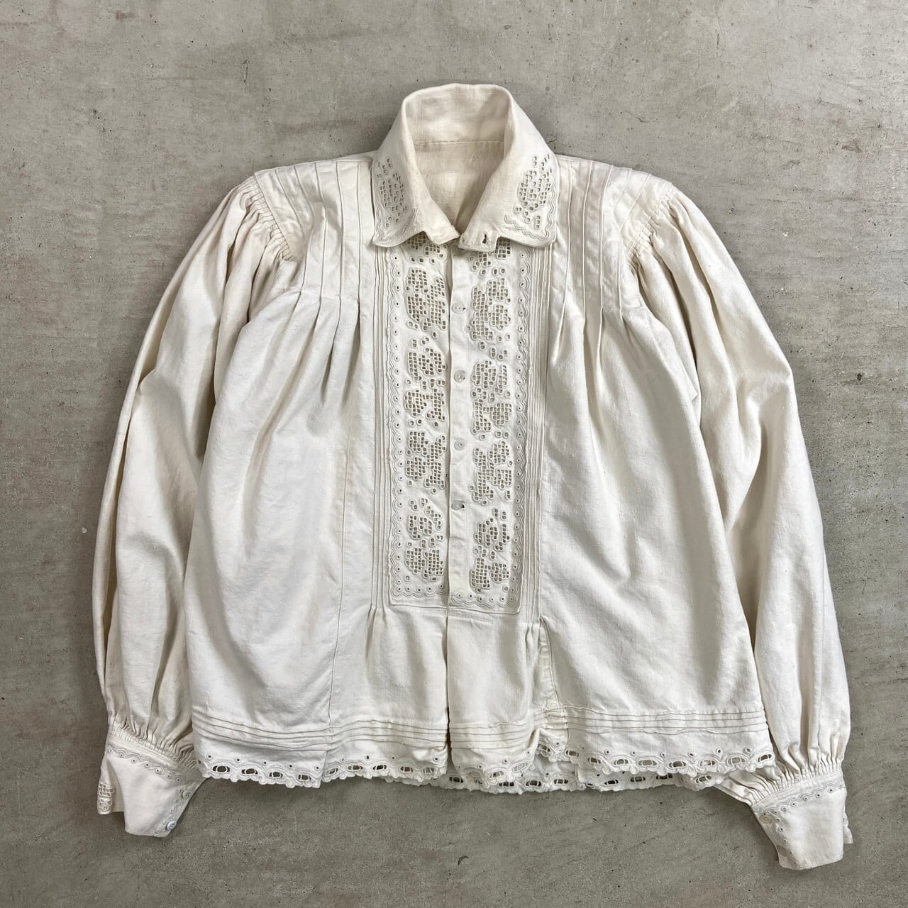 moderate vintage ヴィンテージシースルールーマニア刺繍ブラウス 1900年代初頭 希少 ルーマニア刺繍×西欧仕立て アンティーク ブラウス