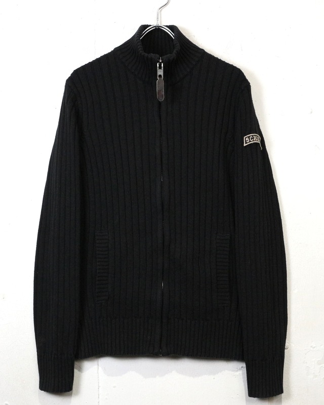 【Caka act2】“Schott” Logo Patch Zip Up Cotton Knit