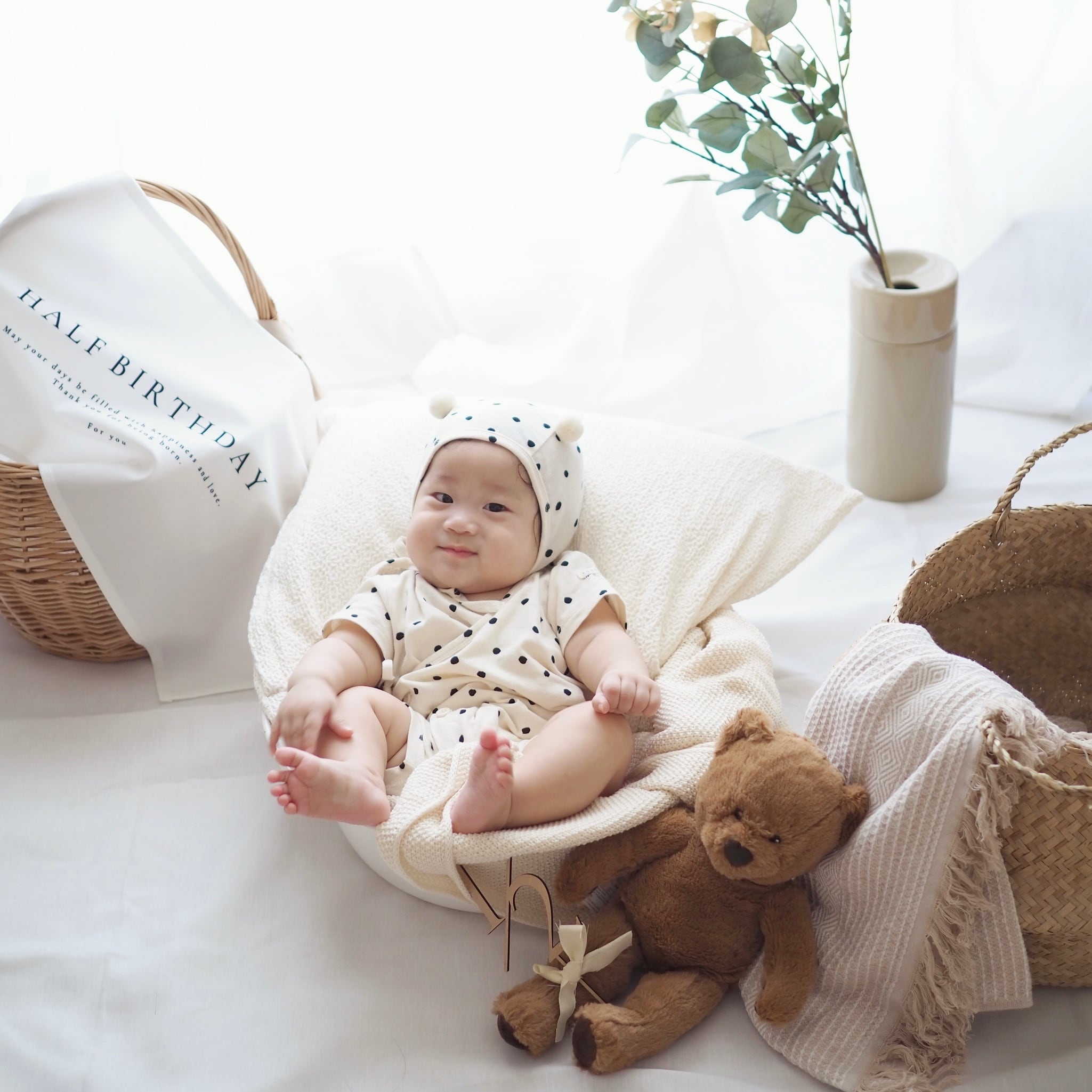 ハーフバースデー 1 2 タペストリー 赤ちゃん 6ヶ月 誕生日 撮影 写真