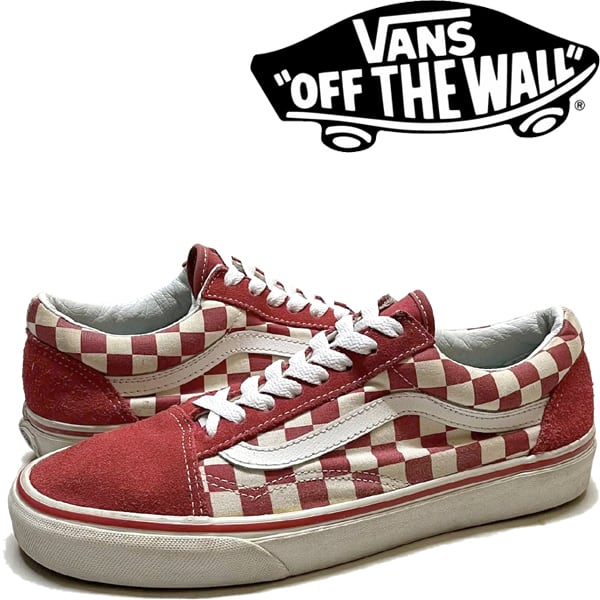 1点物◇バンズVANSオールドスクール赤チェック柄スニーカー古着メンズ