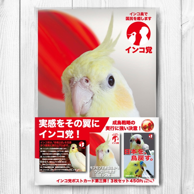 インコ党第三弾　ポストカード３枚セット