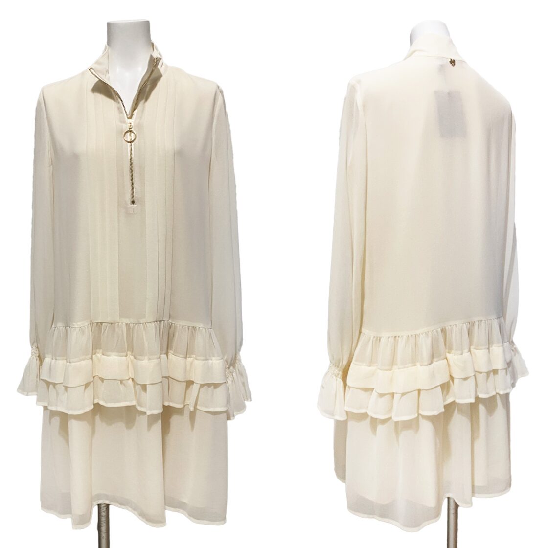 新品ツインセット 長袖シフォンワンピース 白 #XS TWIN-SET | Pay ID