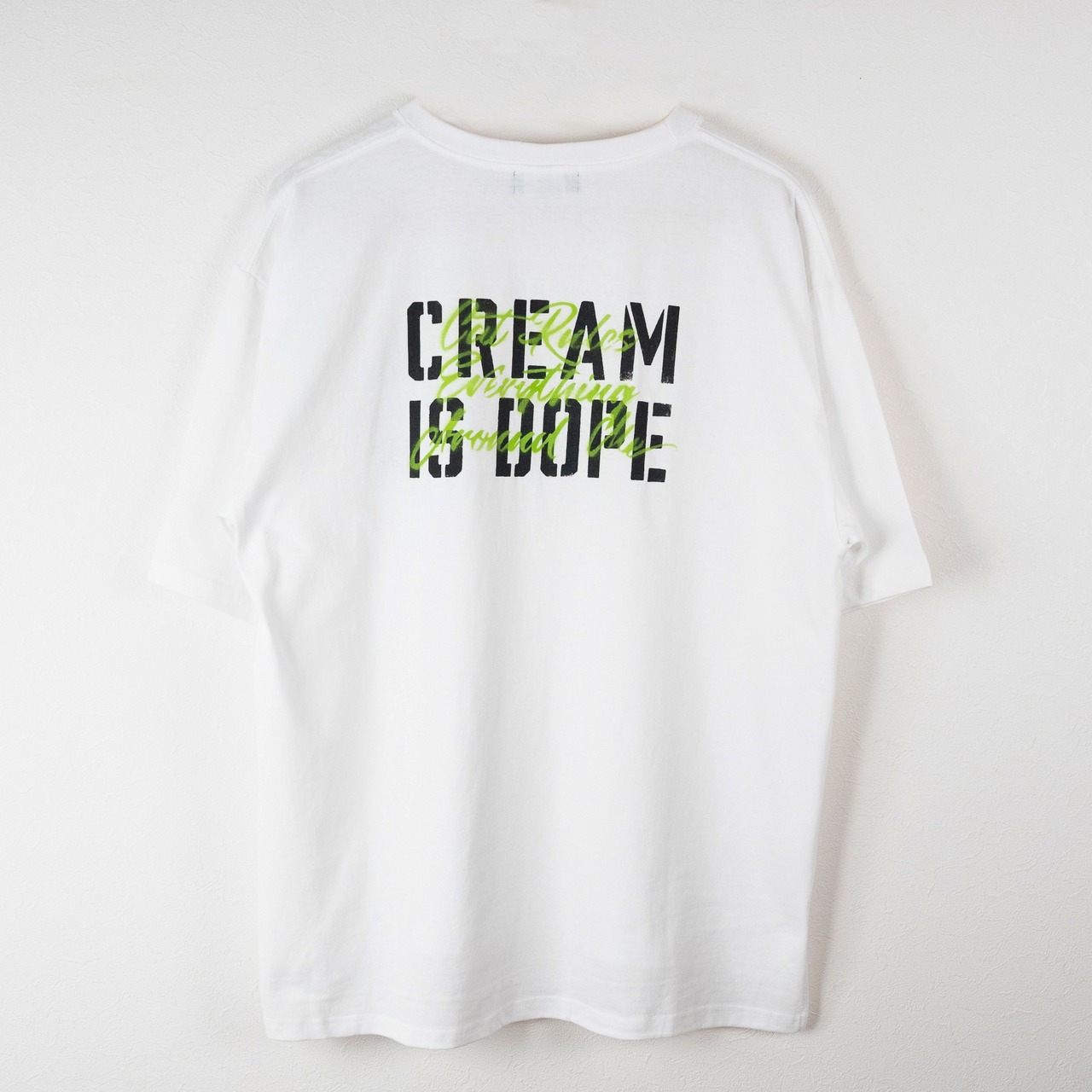 Stencil Print T shirts -White Body X Light Green-