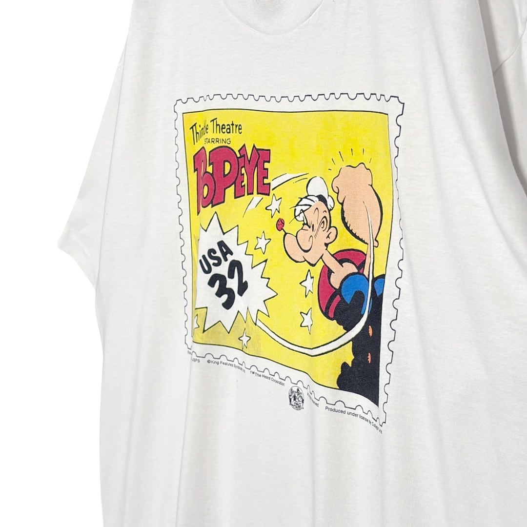 90s ポパイ USA製 ヴィンテージ Tシャツ 記念切手 ホワイト シングル