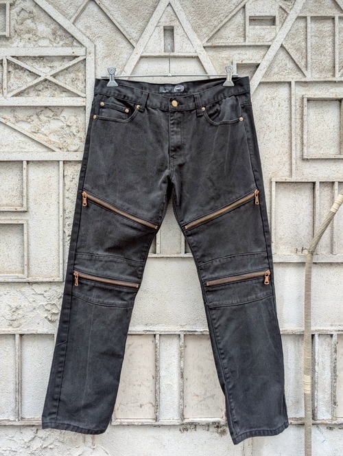"ZIPPER DESIGN" brack denim pants