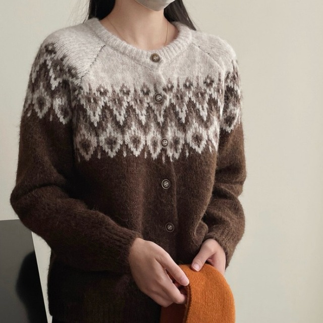 nordic pattern color scheme cardigan m0033