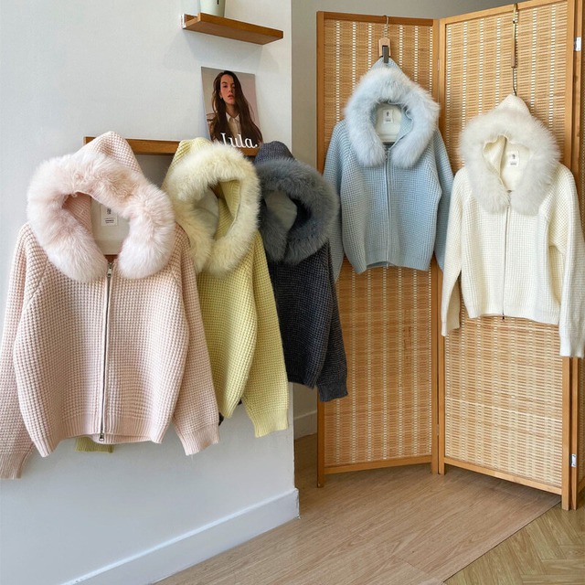 全5色/Waffle knit full zip hoodie　M1587