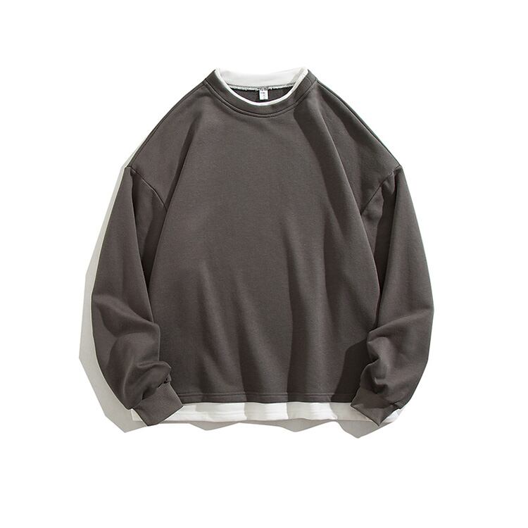 ★FAKE TWO PIECE STITCHED ROUND NECK TRAINER　　　07240