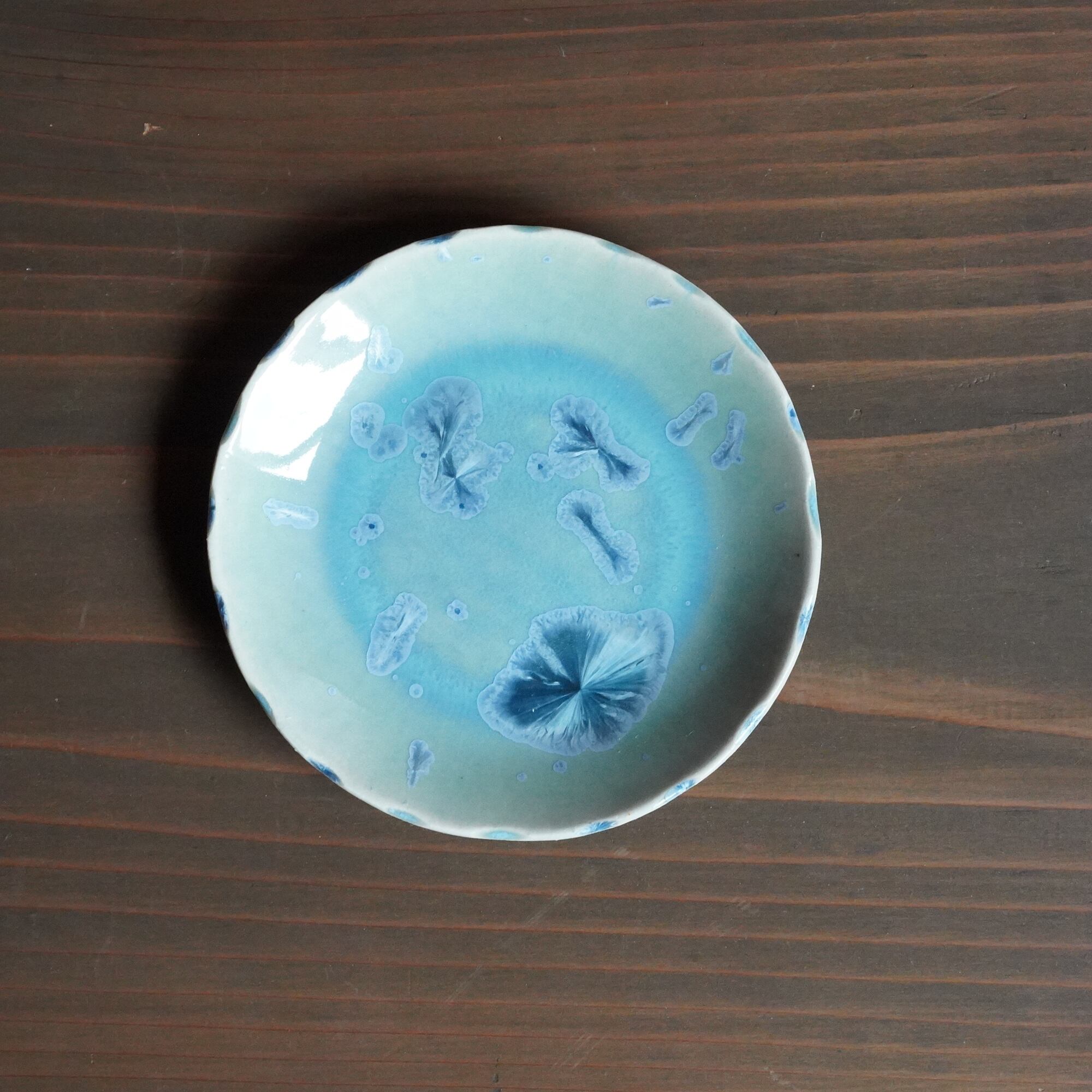 【大雪窯 板東光太郎】雪結晶釉丸小皿 18-A