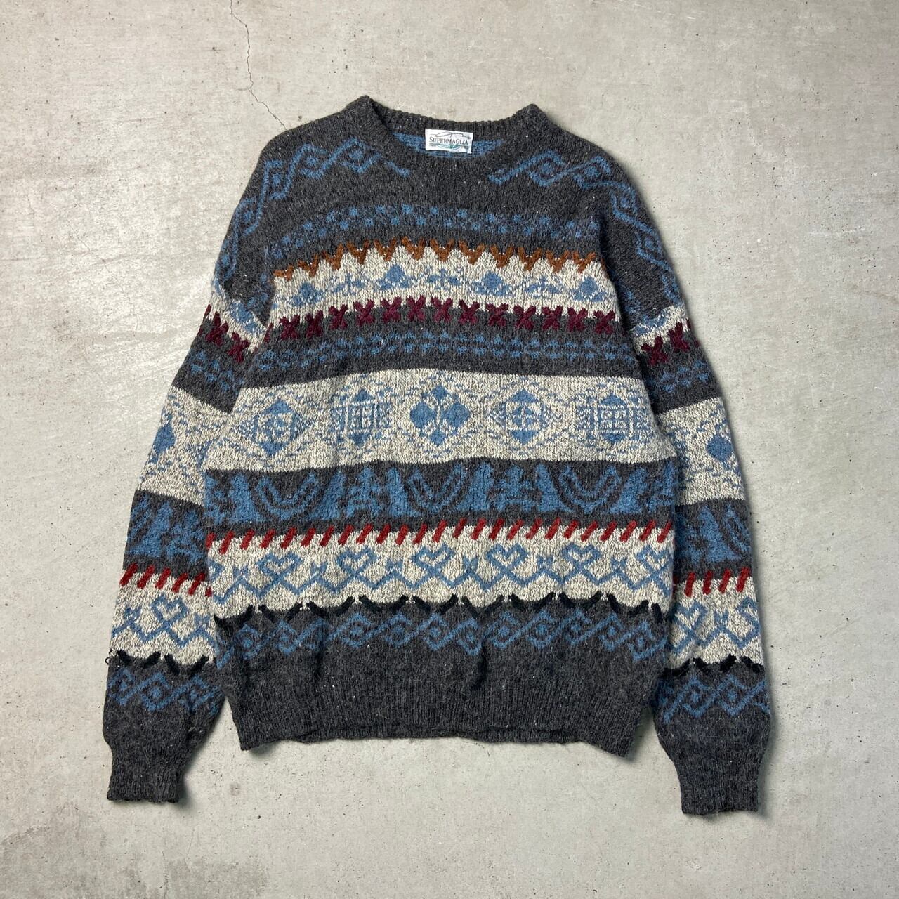 billi   イタリア製 白×青のヴィンテージセーター