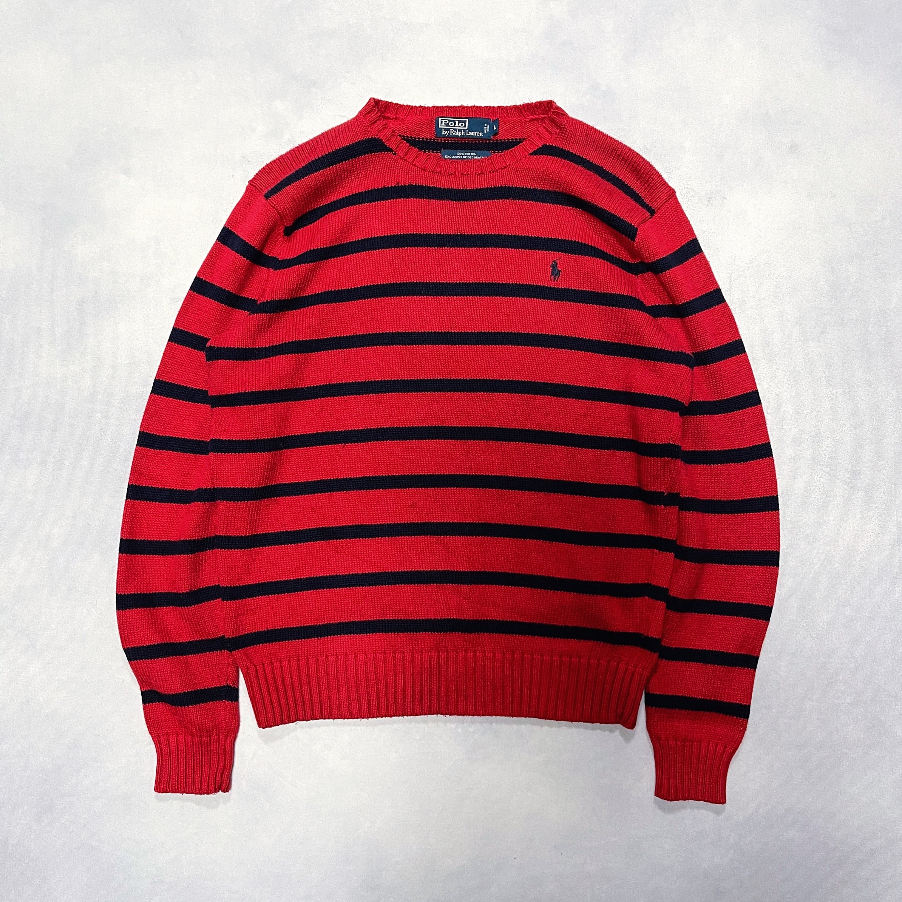 POLO RALPH LAUREN ニット セーター 赤 チェック柄-