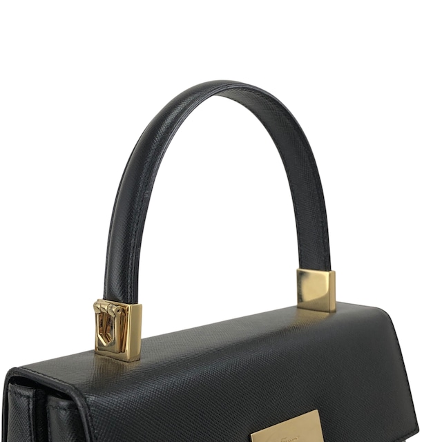 Salvatore Ferragamo サルヴァトーレ フェラガモ ハンドバッグ ブラック ガンチーニ レザー 型押し 2way vintage ヴィンテージ オールド zaxbv3