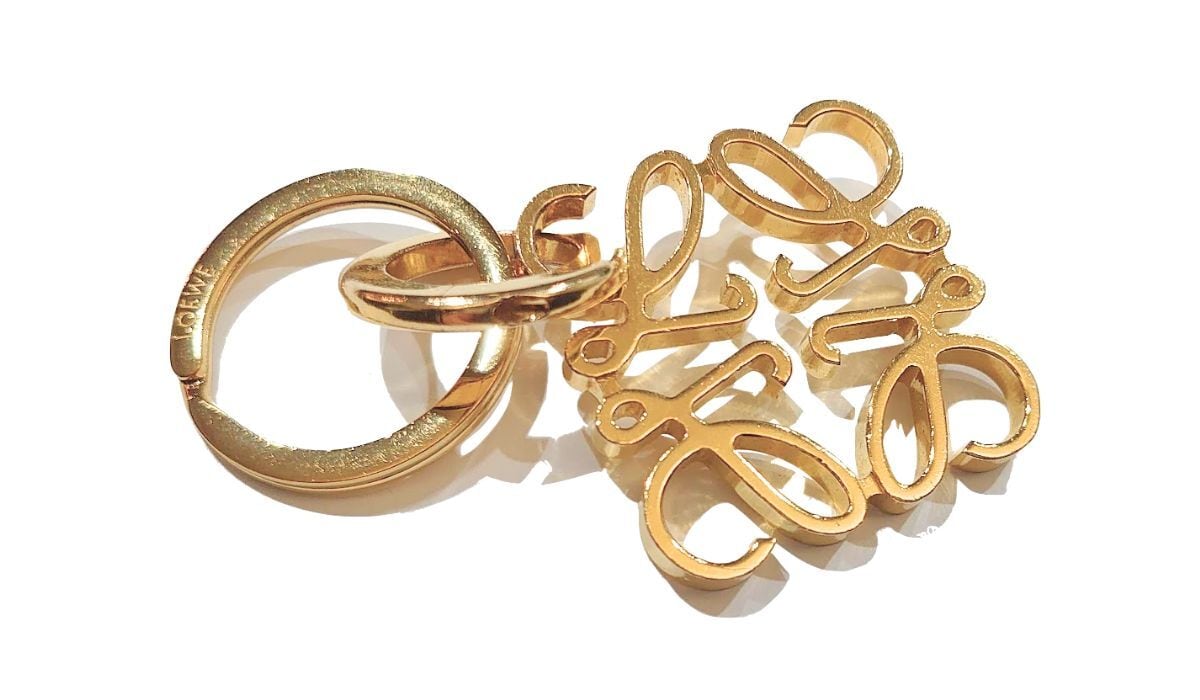 LOEWE ロエベ アナグラム キーホルダー キーリング チャーム ゴールド  