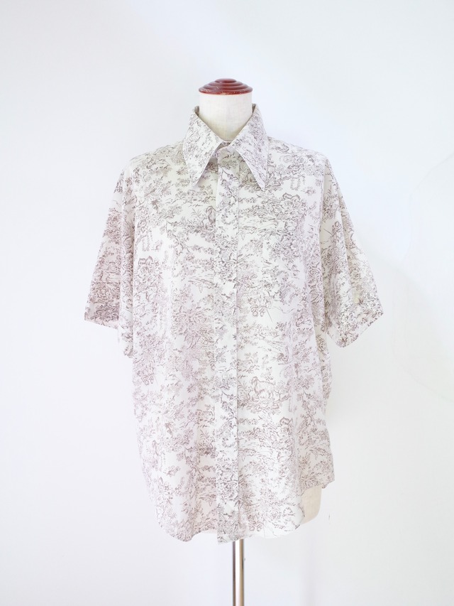 70-80s Toile Print Short Sleeve Shirt