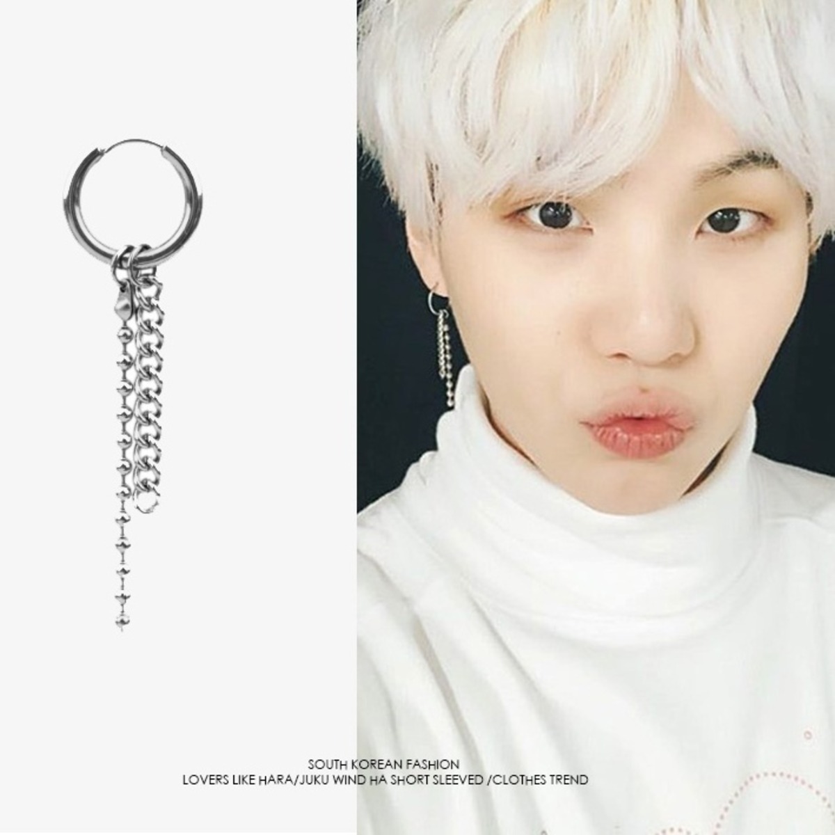 BTS シュガ SUGA ユンギ 着用モデル 2pc 1pair チェーン2連ピアス 