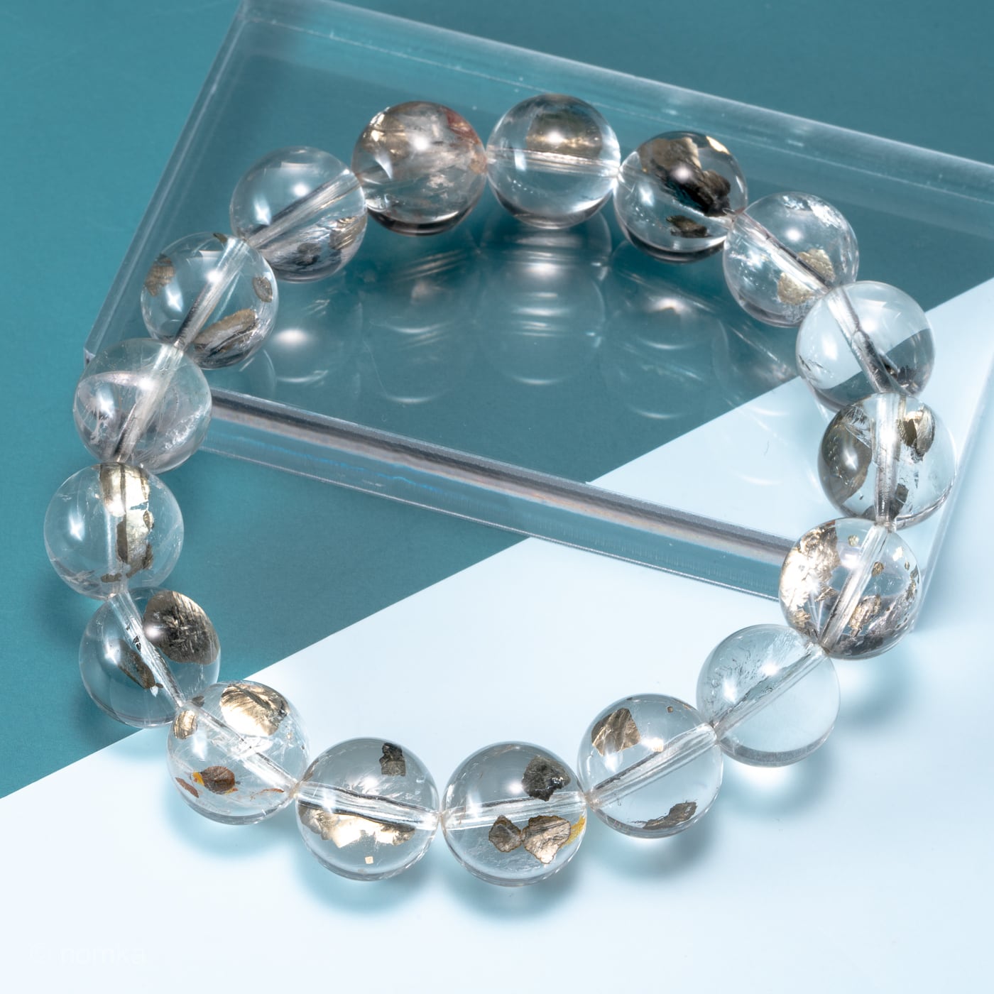 パイライトインクォーツ 12mm 一連ブレスレット Nomka