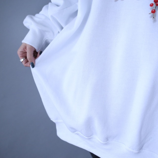 "小鳥" good printed XXXL super over silhouette white sweatshirt