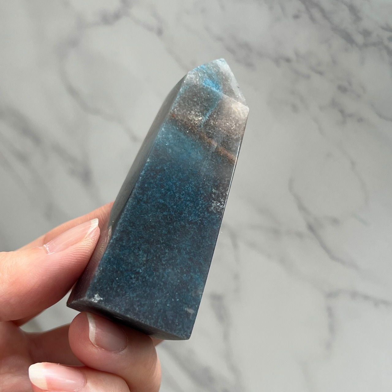 希少*トロレアイトポイント2*スコルザライト(鉄天藍石)インクォーツ*天然石インテリア*天然石タワー*置き物