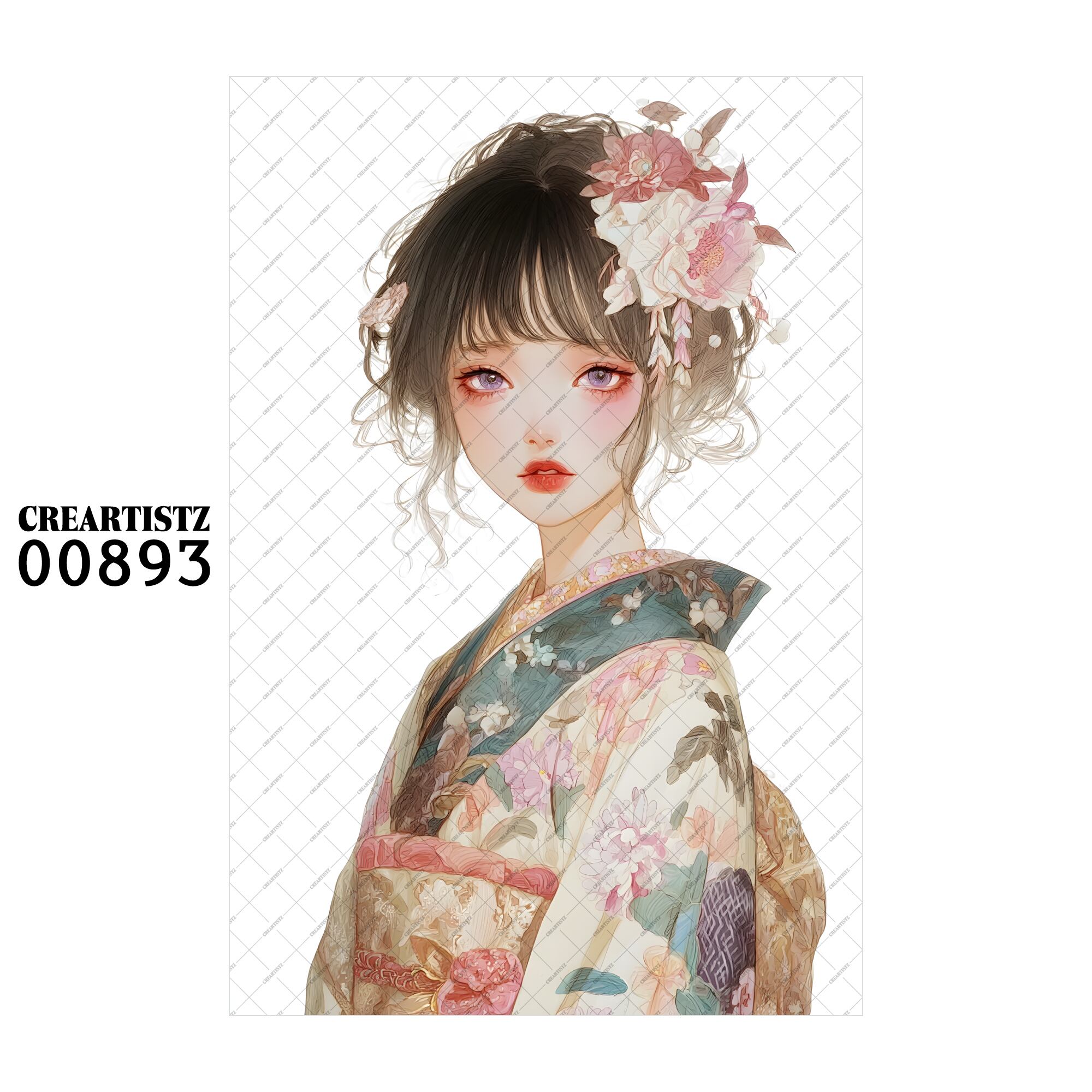 00893 ガール キュート オリジナル ペーパー/ステッカー 4枚セット CREARTISTZ