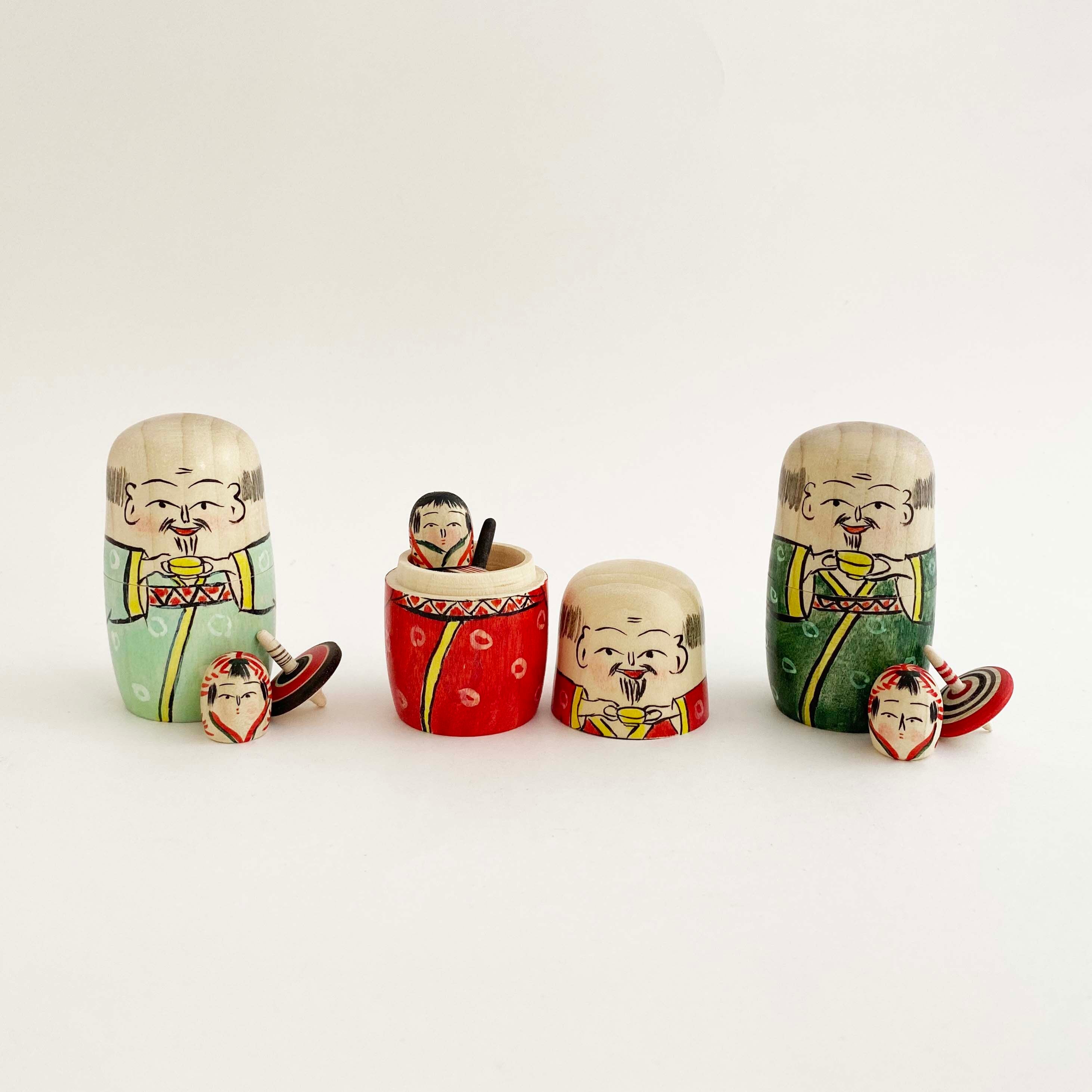 布袋こけし(独楽と姫だるま入り)