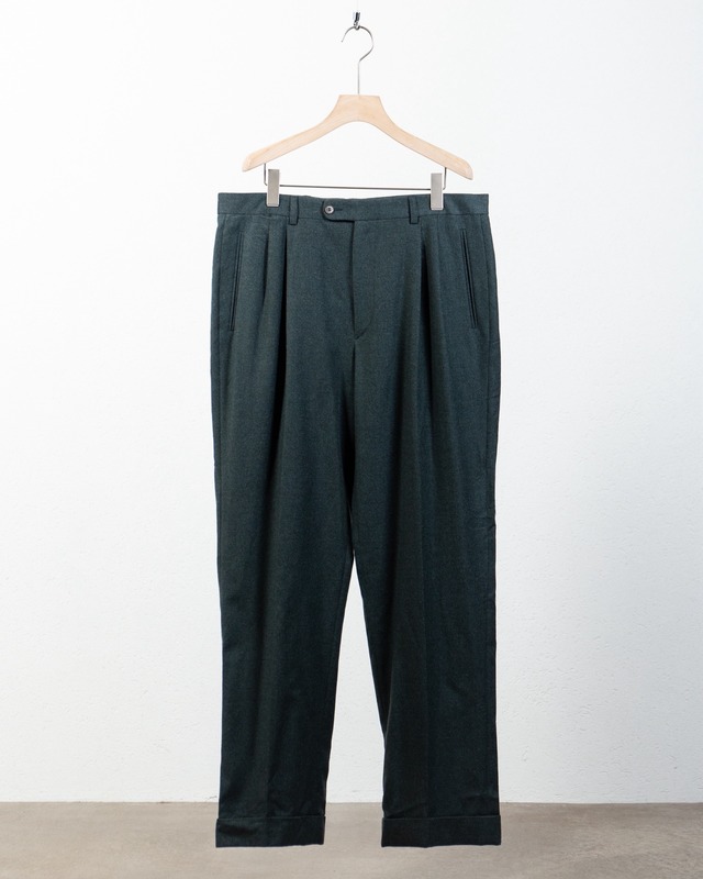 "Zenella" baggy silhouette all wool tuck slacks / Made In ITALY