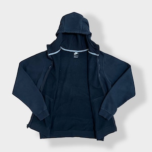 【NIKE】JUST DO IT ワンポイントロゴ プリント ジップアップパーカー フルジップ フーディー hoodie L ナイキ US古着