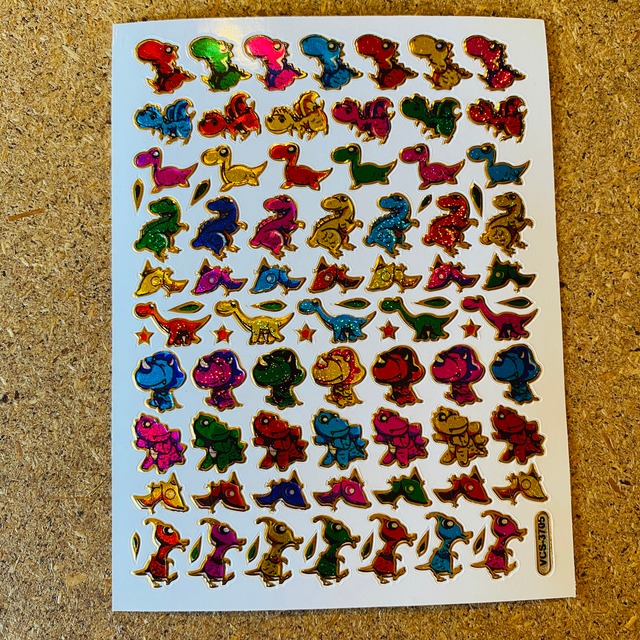 44　ミニミニ恐竜　レトロキラキラシール　VCS-3075　VCS01