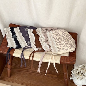 ベビー 冬新作 レース付き 花柄 ボンネット