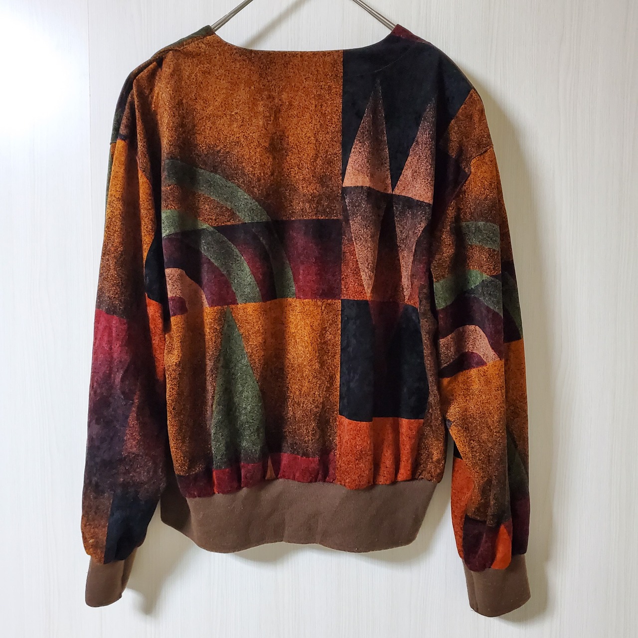 【USED】個性的シャツ　赤茶　ヴィンテージ　昭和OLD