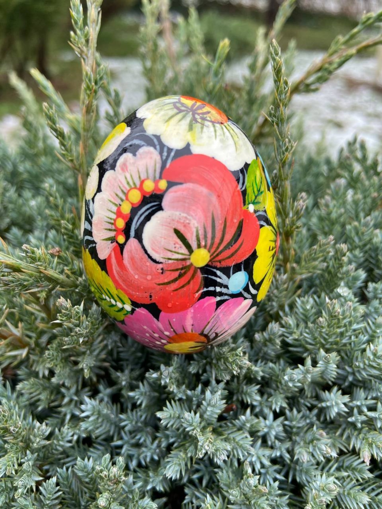 ペトリキウカ塗りのイースター・エッグ 7cm　ホメンコ作 - 3