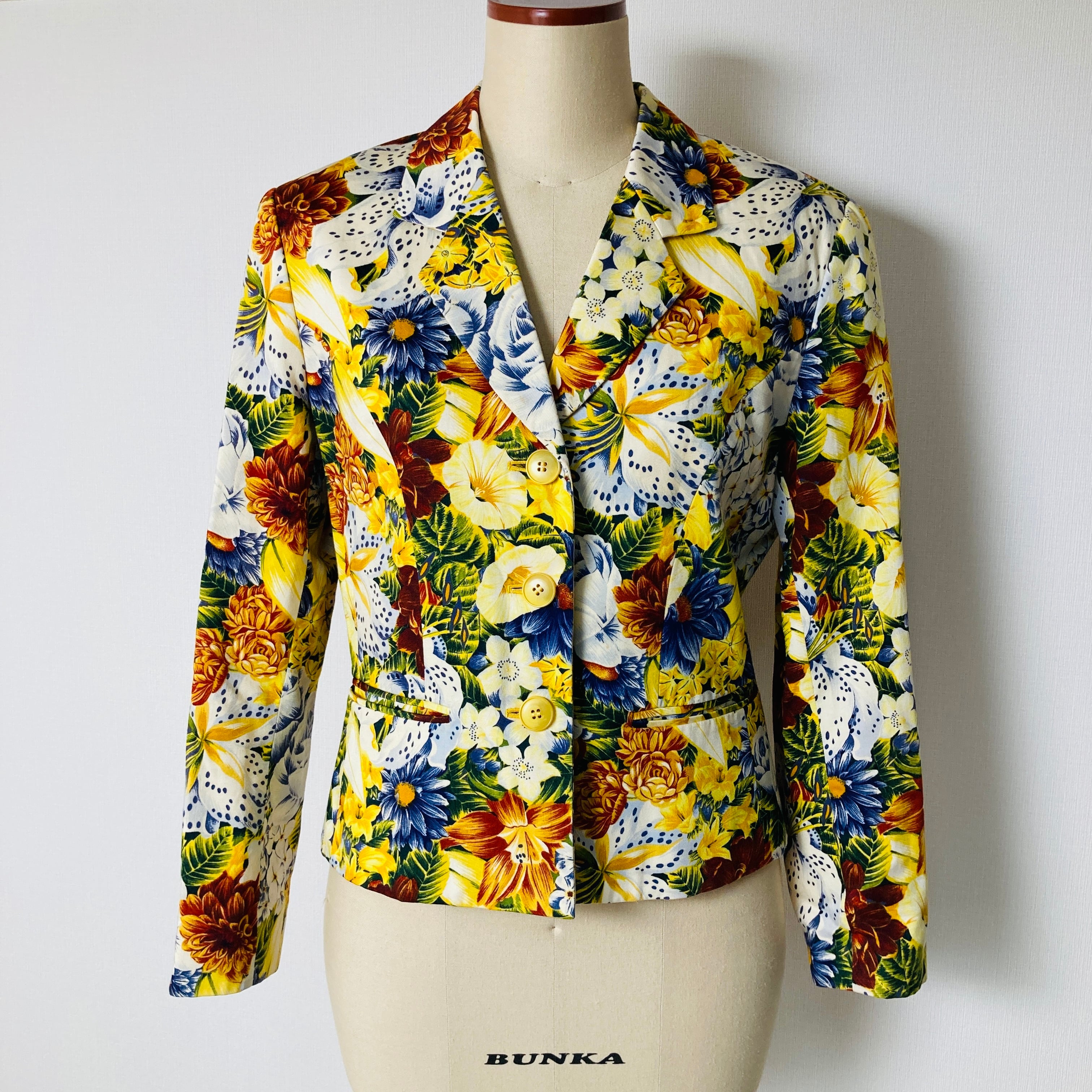 Used】KENZO Paris フローラ フラワー 花 総柄 テーラードジャケット 