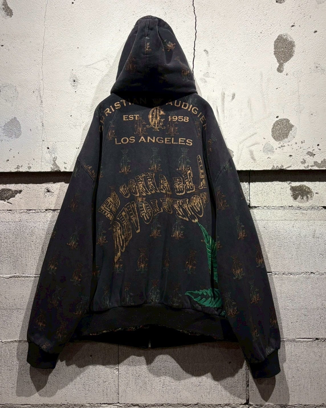 Caka otto】“Christian Audigier” Silk × Sweat Reversible Zip Up