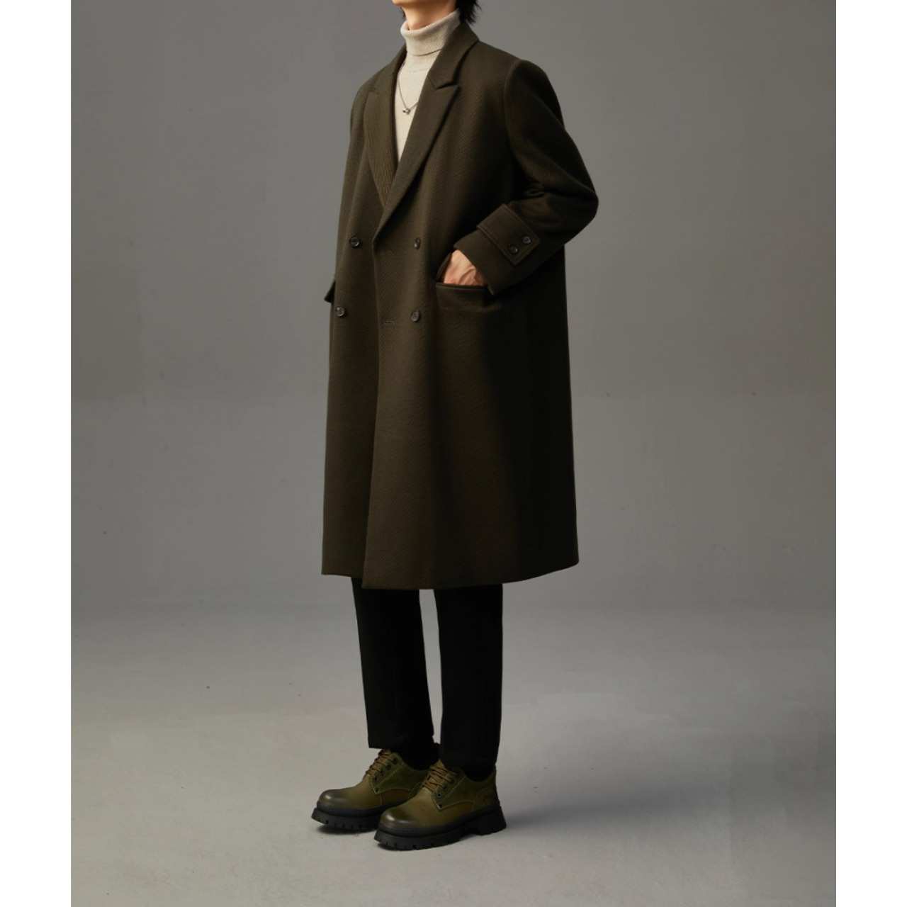 ダブルブレスト ロング丈 オーバーサイズコート af0397
