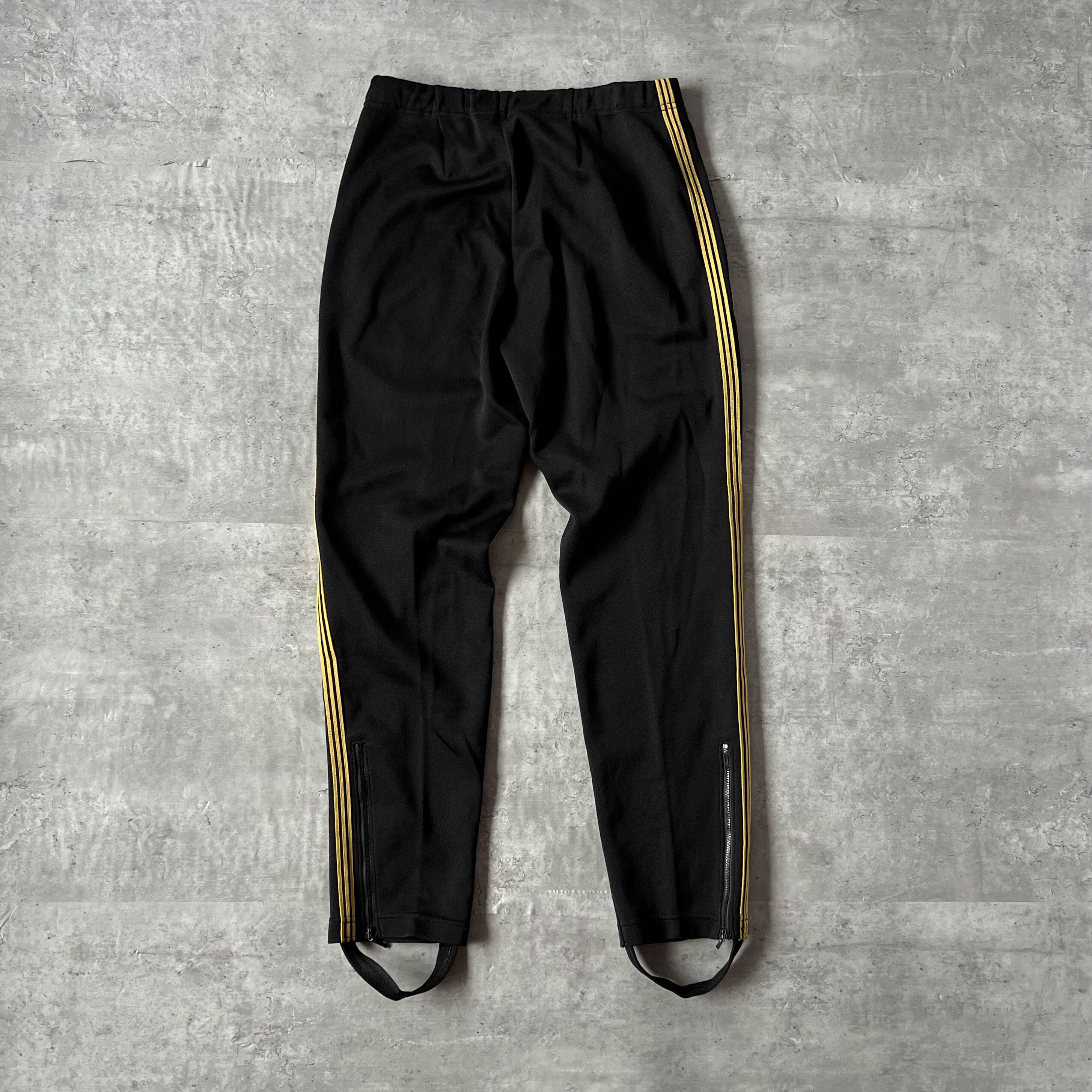 70s “デサント製adidas” three line track pants black × yellow 70 ...