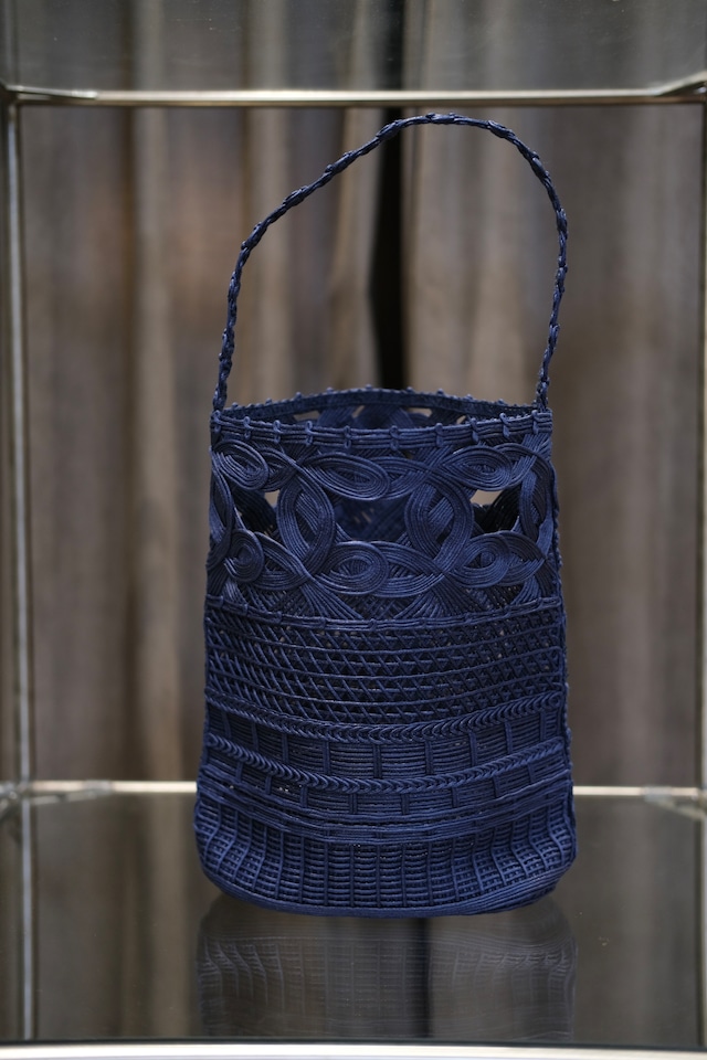 【Mame Kurogouchi】Cord Embroidery "Hanakago" Hand Bag - navy