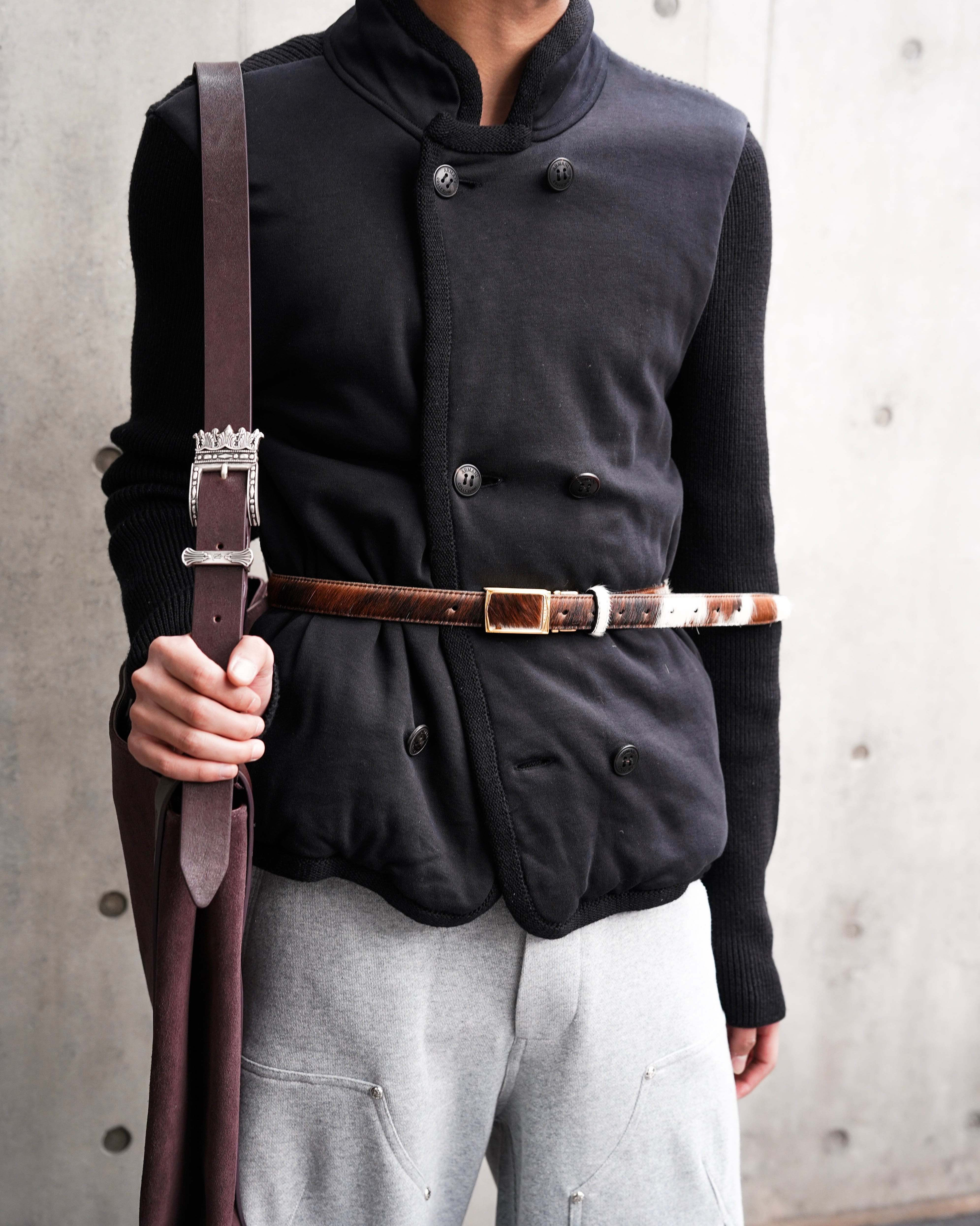NULLUS SS26 Reversible Pony Hair Calfskin Belt | hypeofficial