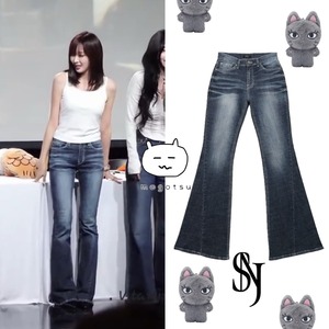★aespa ジゼル 着用！！【SYNERJYN】CAT WASHING DENIM PANTS DEEP BLUE