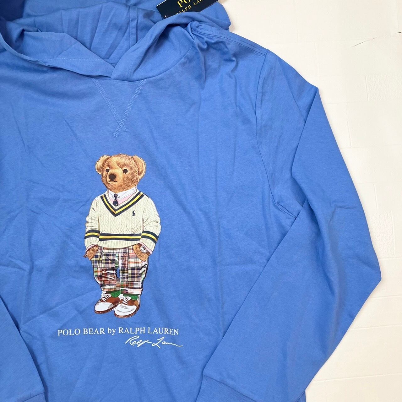 140 150 160 170 大人もOK 長袖 水色 ベアフーディT ラルフローレン  