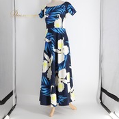 フラダンス 衣装 mmj modernistic エムエムジェイ モダニスティック ワンピース ドレス ネイビー系 日本製 2WAY 花柄 おしゃれ 大人っぽい きれい かわいい 華やか 鮮やか 明るい アロハ ハワイアンプリント フラ ダンス レッスン 練習