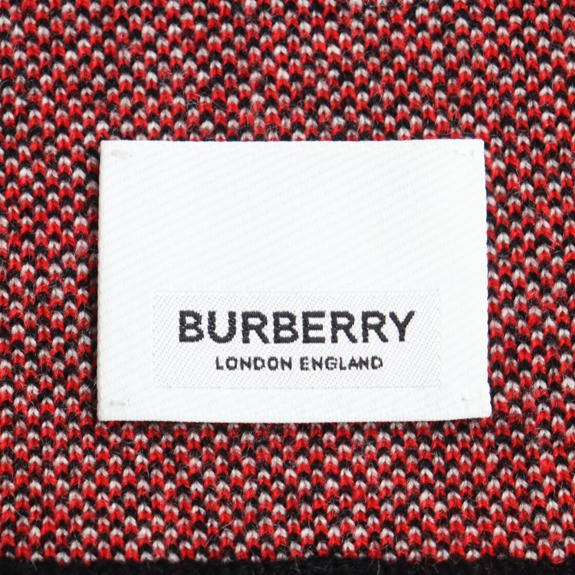 極美品○BURBERRY バーバリー カシミヤ100% ビッグロゴ フリンジ付き  