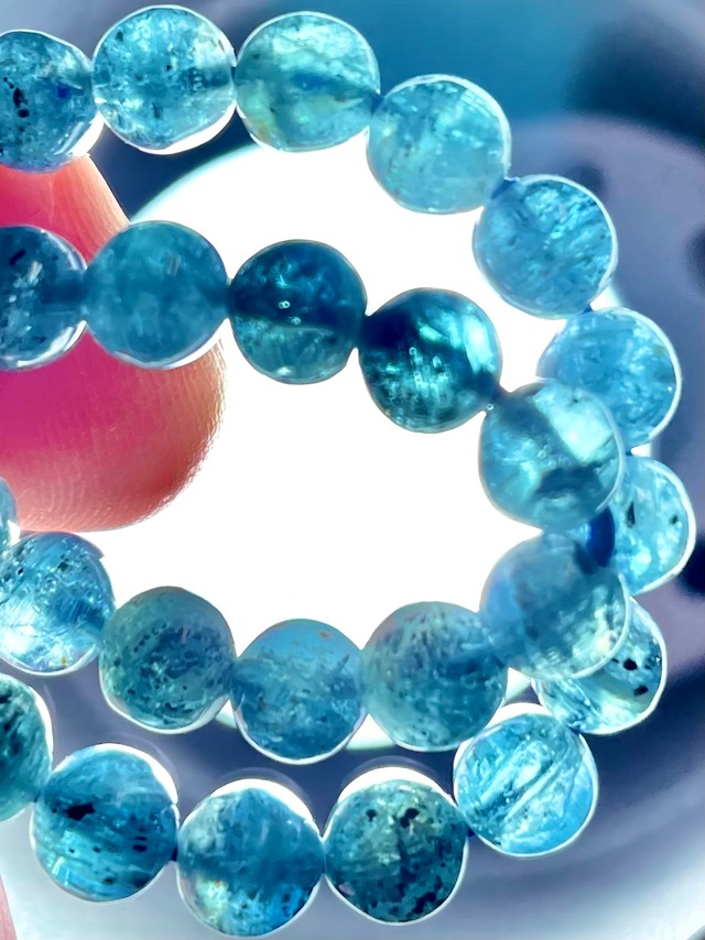6) New！超クリア「グリーン・カイヤナイト」ブレスレット5.5mm